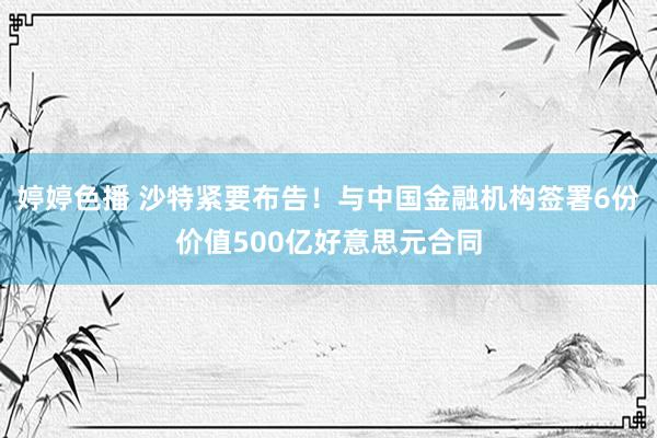 婷婷色播 沙特紧要布告！与中国金融机构签署6份价值500亿好意思元合同