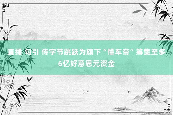 直播 勾引 传字节跳跃为旗下“懂车帝”筹集至多6亿好意思元资金