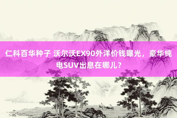 仁科百华种子 沃尔沃EX90外洋价钱曝光，豪华纯电SUV出息在哪儿？