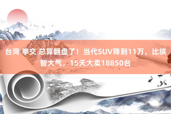 台灣 拳交 总算翻盘了！当代SUV降到11万，比缤智大气，15天大卖18850台