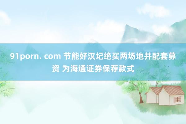91porn. com 节能好汉圮绝买两场地并配套募资 为海通证券保荐款式