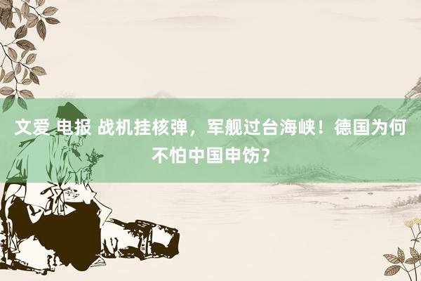 文爱 电报 战机挂核弹，军舰过台海峡！德国为何不怕中国申饬？