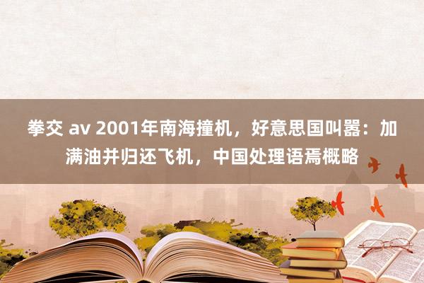 拳交 av 2001年南海撞机，好意思国叫嚣：加满油并归还飞机，中国处理语焉概略