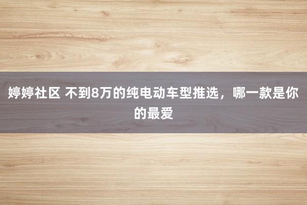 婷婷社区 不到8万的纯电动车型推选，哪一款是你的最爱