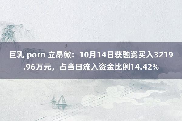 巨乳 porn 立昂微：10月14日获融资买入3219.96万元，占当日流入资金比例14.42%