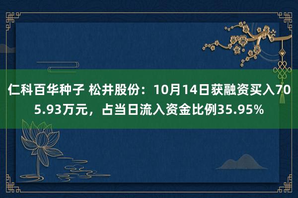 仁科百华种子 松井股份：10月14日获融资买入705.93万元，占当日流入资金比例35.95%