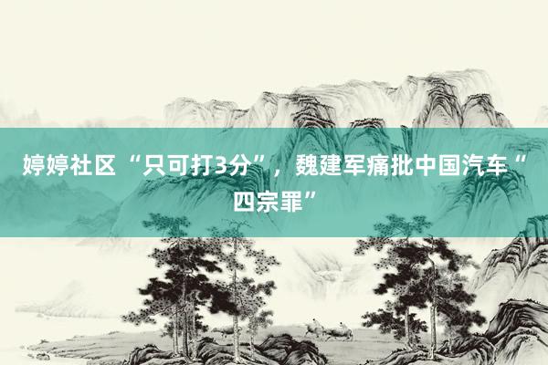 婷婷社区 “只可打3分”，魏建军痛批中国汽车“四宗罪”