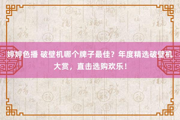 婷婷色播 破壁机哪个牌子最佳？年度精选破壁机大赏，直击选购欢乐！