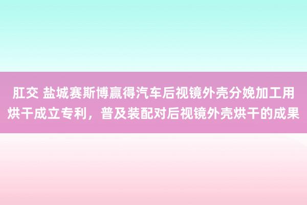 肛交 盐城赛斯博赢得汽车后视镜外壳分娩加工用烘干成立专利，普及装配对后视镜外壳烘干的成果