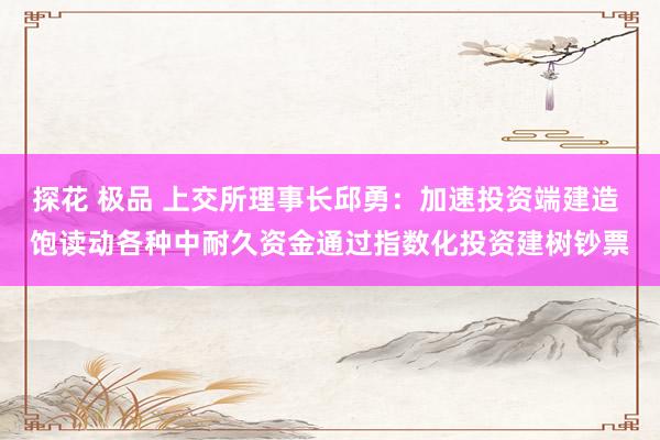 探花 极品 上交所理事长邱勇：加速投资端建造 饱读动各种中耐久资金通过指数化投资建树钞票