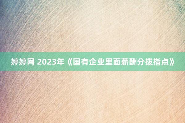 婷婷网 2023年《国有企业里面薪酬分拨指点》