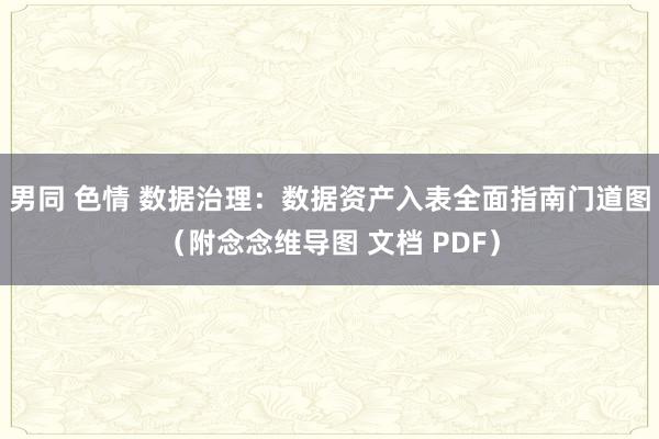 男同 色情 数据治理：数据资产入表全面指南门道图（附念念维导图 文档 PDF）