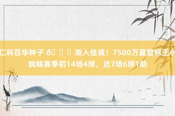 仁科百华种子 👍渐入佳境！7500万夏窗标王小蜘蛛赛季初14场4球，近7场6球1助