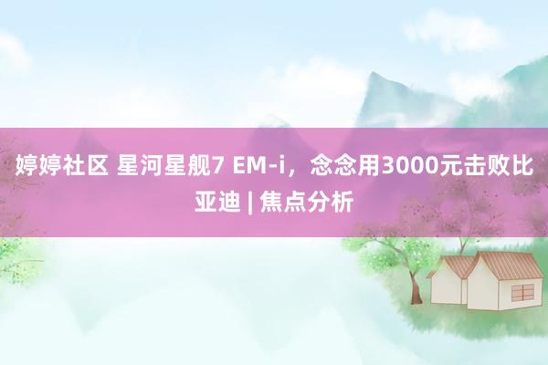 婷婷社区 星河星舰7 EM-i，念念用3000元击败比亚迪 | 焦点分析