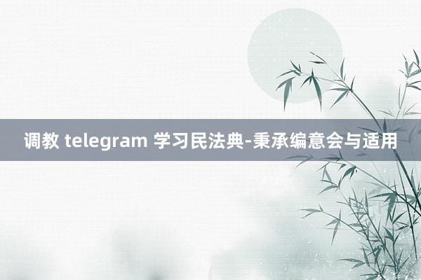 调教 telegram 学习民法典-秉承编意会与适用