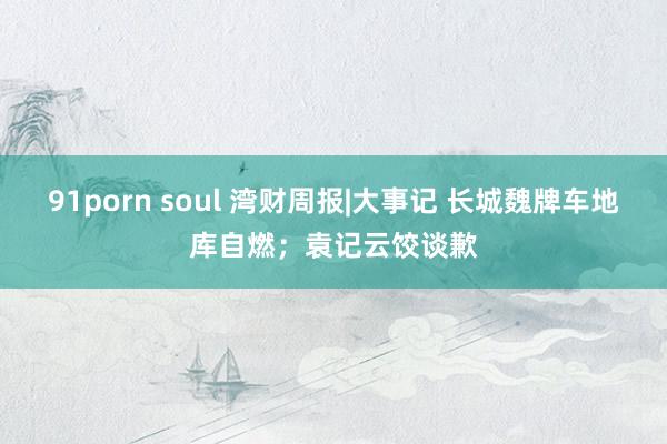 91porn soul 湾财周报|大事记 长城魏牌车地库自燃；袁记云饺谈歉
