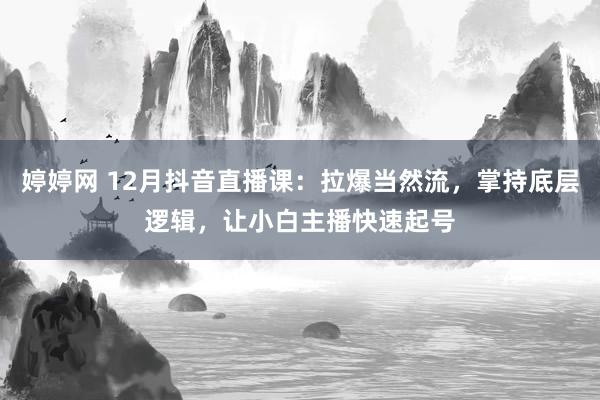 婷婷网 12月抖音直播课：拉爆当然流，掌持底层逻辑，让小白主播快速起号