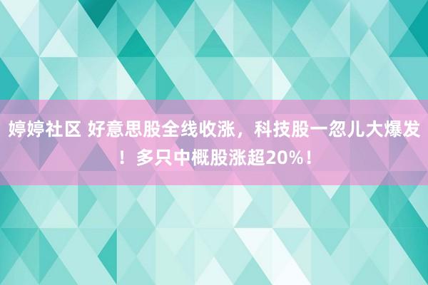 婷婷社区 好意思股全线收涨，科技股一忽儿大爆发！多只中概股涨超20%！