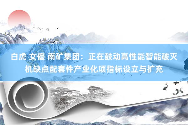 白虎 女優 南矿集团：正在鼓动高性能智能破灭机缺点配套件产业化项指标设立与扩充