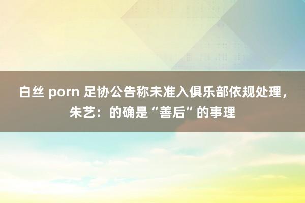 白丝 porn 足协公告称未准入俱乐部依规处理，朱艺：的确是“善后”的事理