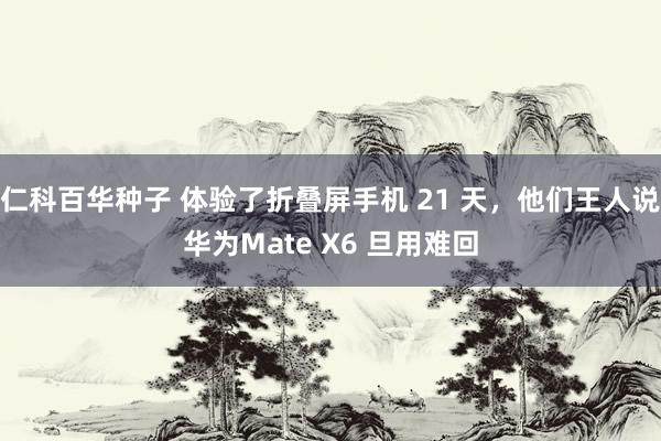 仁科百华种子 体验了折叠屏手机 21 天，他们王人说华为Mate X6 旦用难回