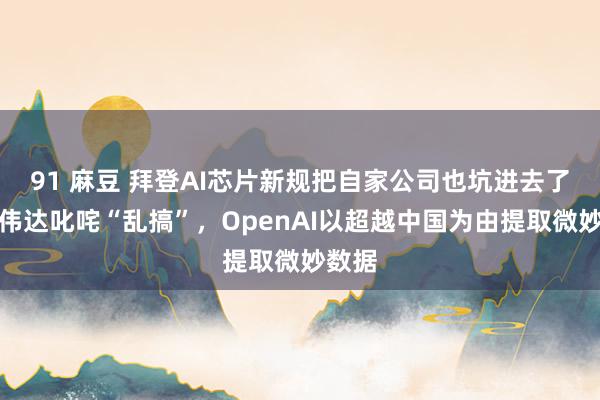 91 麻豆 拜登AI芯片新规把自家公司也坑进去了！英伟达叱咤“乱搞”，OpenAI以超越中国为由提取微妙数据