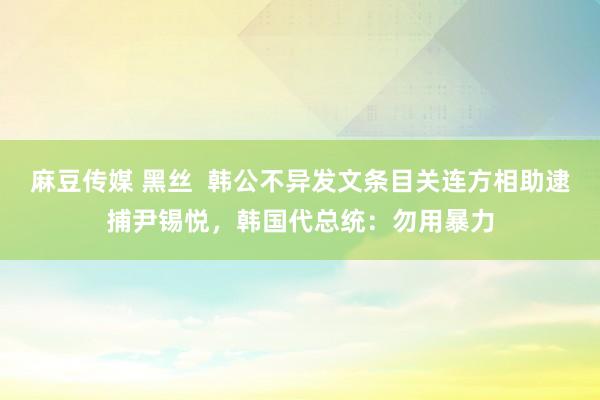 麻豆传媒 黑丝  韩公不异发文条目关连方相助逮捕尹锡悦，韩国代总统：勿用暴力