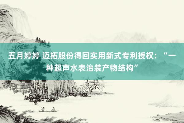 五月婷婷 迈拓股份得回实用新式专利授权：“一种超声水表治装产物结构”