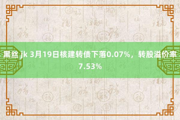 黑丝 jk 3月19日核建转债下落0.07%，转股溢价率7.53%