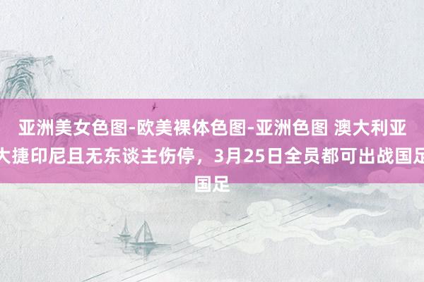 亚洲美女色图-欧美裸体色图-亚洲色图 澳大利亚大捷印尼且无东谈主伤停，3月25日全员都可出战国足