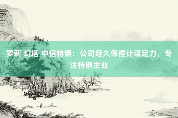 萝莉 幻塔 中信特钢：公司经久保捏计谋定力，专注特钢主业