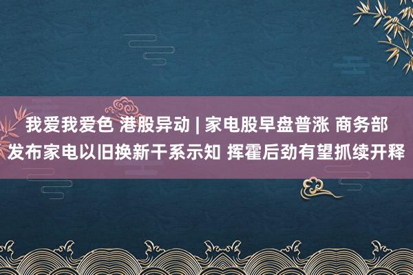 我爱我爱色 港股异动 | 家电股早盘普涨 商务部发布家电以旧换新干系示知 挥霍后劲有望抓续开释