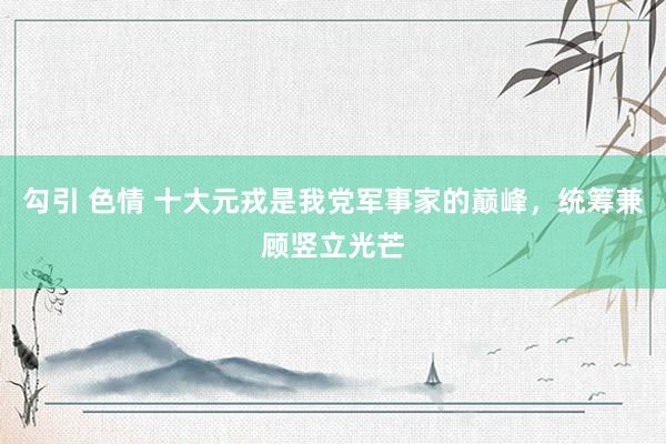 勾引 色情 十大元戎是我党军事家的巅峰，统筹兼顾竖立光芒