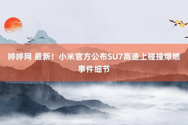婷婷网 最新！小米官方公布SU7高速上碰撞爆燃事件细节