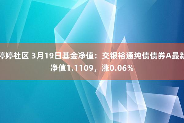 婷婷社区 3月19日基金净值：交银裕通纯债债券A最新净值1.1109，涨0.06%