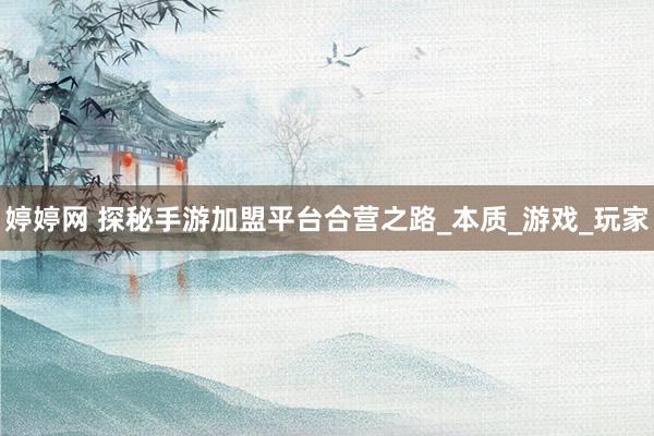 婷婷网 探秘手游加盟平台合营之路_本质_游戏_玩家