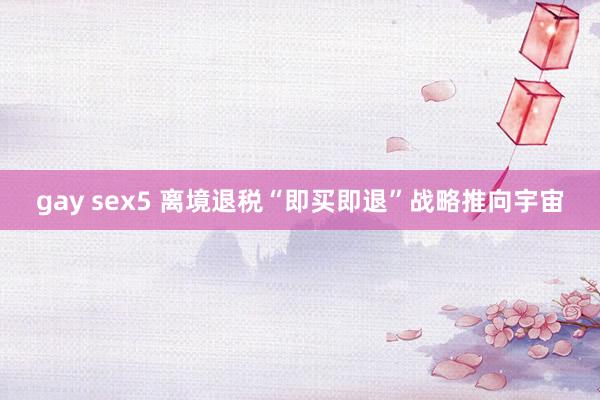 gay sex5 离境退税“即买即退”战略推向宇宙