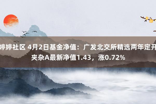 婷婷社区 4月2日基金净值：广发北交所精选两年定开夹杂A最新净值1.43，涨0.72%