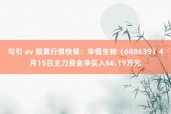 勾引 av 股票行情快报：华恒生物（688639）4月15日主力资金净买入66.19万元
