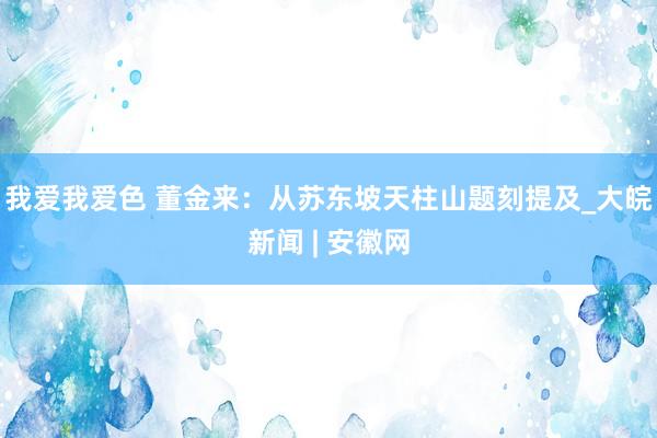 我爱我爱色 董金来：从苏东坡天柱山题刻提及_大皖新闻 | 安徽网
