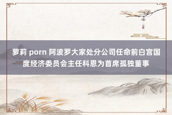 萝莉 porn 阿波罗大家处分公司任命前白宫国度经济委员会主任科恩为首席孤独董事