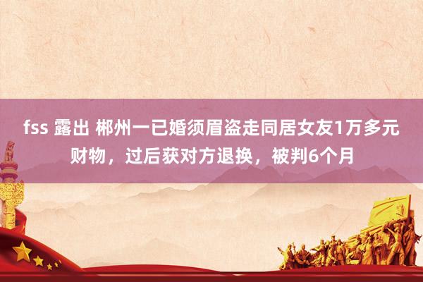 fss 露出 郴州一已婚须眉盗走同居女友1万多元财物，过后获对方退换，被判6个月