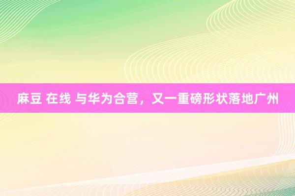 麻豆 在线 与华为合营，又一重磅形状落地广州