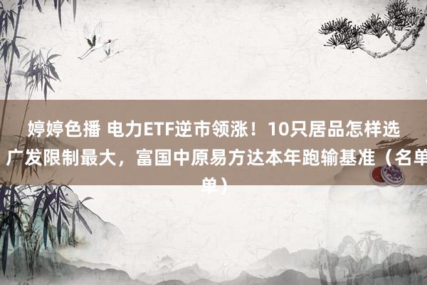 婷婷色播 电力ETF逆市领涨！10只居品怎样选？广发限制最大，富国中原易方达本年跑输基准（名单）