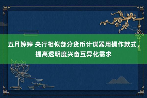 五月婷婷 央行相似部分货币计谋器用操作款式，提高透明度兴奋互异化需求